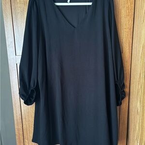Maurices Black Ruched 3/4 Sleeve Dress